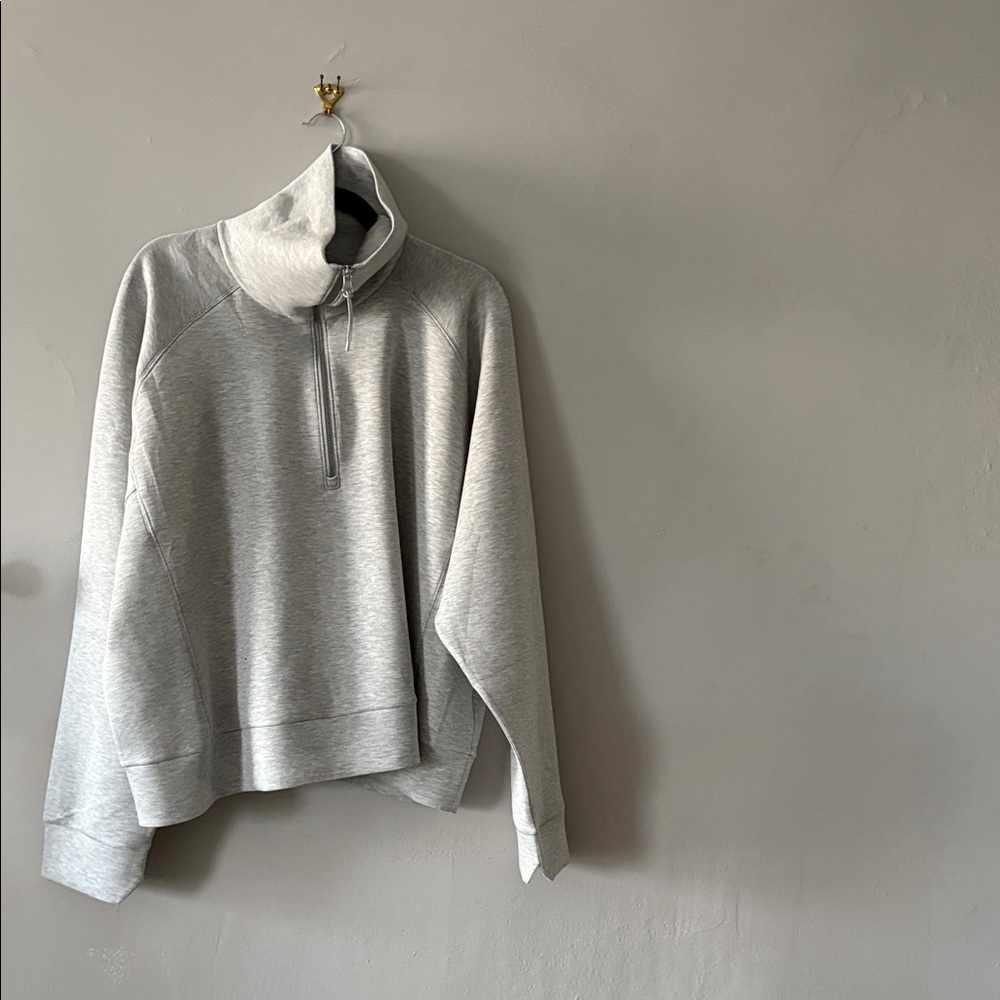 Spanx air essentials half zip light grey heather … - image 5